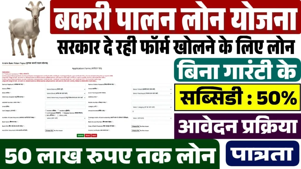 Bakri Palan Loan Yojana 2025:बकरी पालन लोन योजना के फॉर्म भरना शुरू, जानें पात्रता